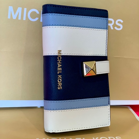 Michael Kors Large Karla Navy Leather Wallet - Picture 8 of 8